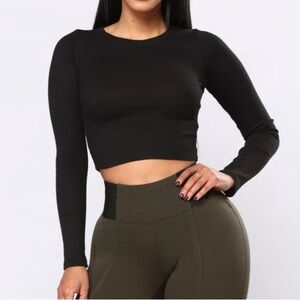 Ribbed Long Sleeve Crop Top